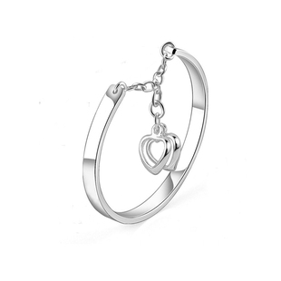 日韩S925纯银饰品送女闺蜜婚戒指环双桃心七夕情人节礼物对戒尾戒