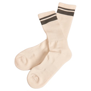 Stochastic毛巾底纯棉袜CITYBOY黑白条纹堆叠高弹运动袜健身袜