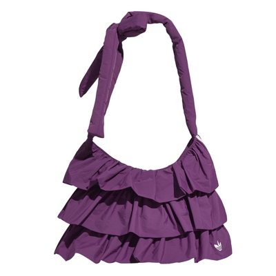 时尚双层荷叶边可调节肩带运动单肩包女新款adidas阿迪达斯三叶草