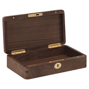 签名印章收纳盒大容量玉玺玉石私章存放盒带锁木盒黑胡桃木中式