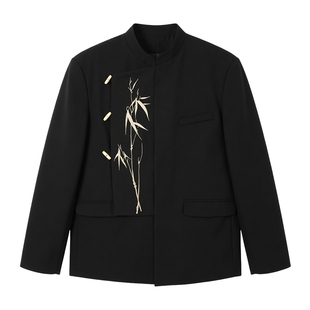 男士中山装新中式西服外套男款新款订婚结婚礼服西装男高级感痞帅