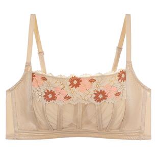 歌力诺大胸显小内衣女抹胸薄款美背心蕾丝法式防走光聚拢文胸套装