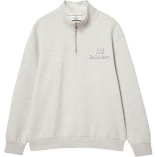 杰克琼斯BSQ联名款男装秋冬新款胶印图案休闲宽松半高领拉链卫衣