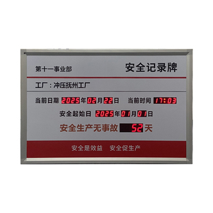 多款安全无事故运行时间电子看板免费设计图样自动更新天数显示屏