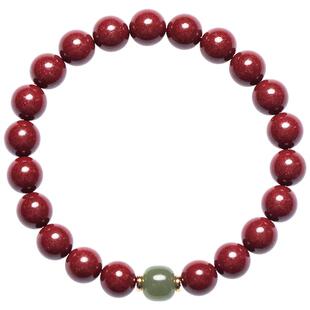 福一方原矿朱砂手串正品马本命年紫金砂和田玉转运珠女款手链礼物