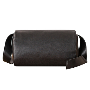 后步原创真皮通勤斜挎包男士简约单肩男包植鞣牛皮枕头包小方包潮