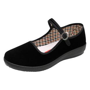 老北京布鞋女鞋平底酒店工作鞋黑色礼仪鞋防滑软底跳舞妈妈鞋单鞋