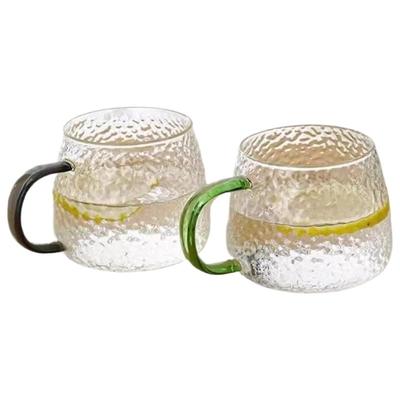 锤纹玻璃把杯大容量夏季喝水杯
