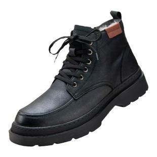 3515强人男鞋保暖男冬季高帮真皮中帮马丁靴加绒皮毛一体加厚棉鞋