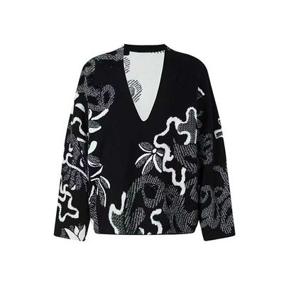 玛丝菲尔羊毛花卉针织衫