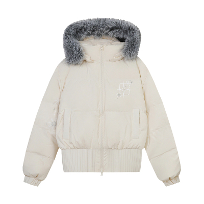 BIPOLAR雪花星芒毛领羽绒服