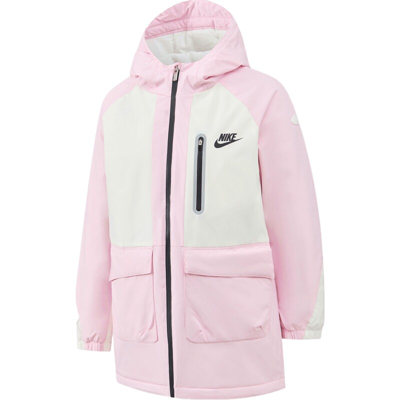NIKE耐克大童运动休闲保暖中长款连帽棉服外套NY2542007GS-002