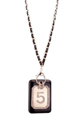 长款挂件水晶小香5字吊牌毛衣链