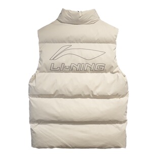 李宁羽绒马甲男款2024冬季新款CBA专业篮球运动加厚坎肩棉服背心