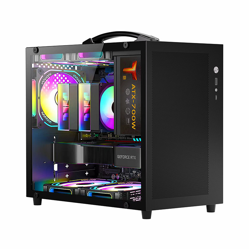 鱼巢S5PRO-V20背线机箱Matx主板白SFX电源侧透密孔背板便携手提