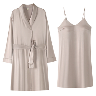 猫人冰丝吊带睡裙女春秋款带胸垫睡衣夏天高级感家居服套装礼盒装