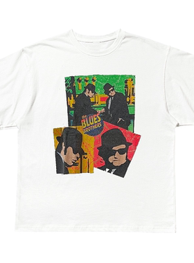 The Blues Brothers电影美式复古波普艺术oversize休闲短袖T恤潮