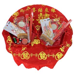 粤港澳结婚新娘新郎梳头传统用品女家出嫁妆上头镜子梳子习俗套装