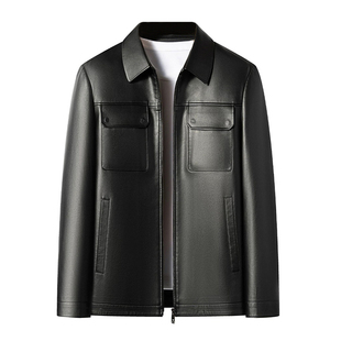 【雷军同款】头层皮真皮皮衣男绵羊皮短款翻领休闲皮夹克男装外套