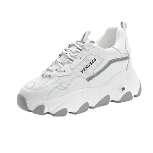 真皮小白鞋2026春休闲女单鞋厚底内增高8cm小个子百搭松糕老爹鞋