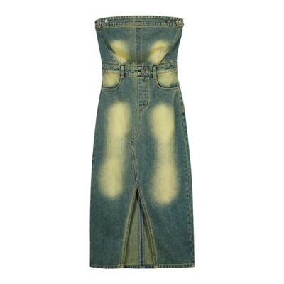 Boamarket复古牛仔抹胸裙