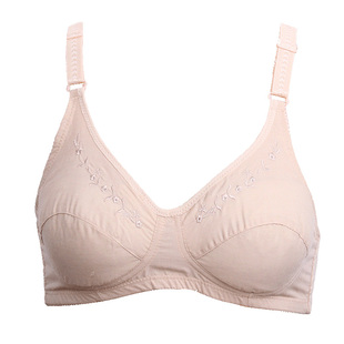 夏季妈妈内衣文胸无钢圈薄款纯棉布胸罩大码中老年50岁老式后扣