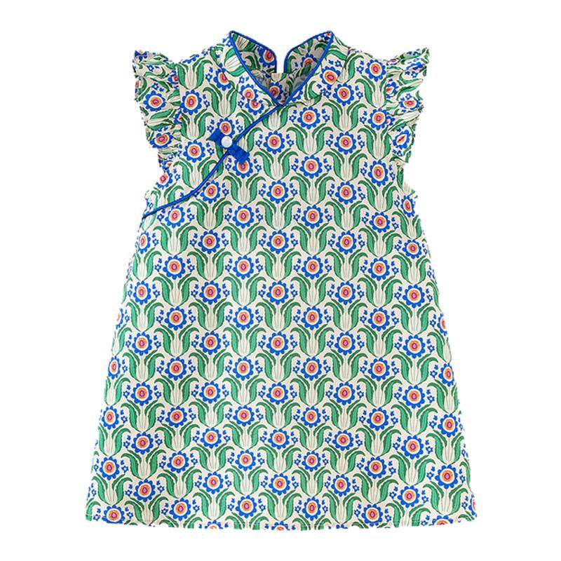 【纯棉】迷你巴拉巴拉新中式连衣女童宝宝不易变形飞袖旗袍裙亲肤