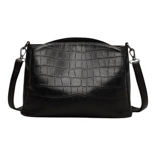 头层牛皮包包女2025新款时尚鳄鱼纹真皮水桶包女式百搭单肩斜挎包