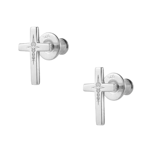 COUGH IN VAIN 十字蛇纹刻印925银简约基础耳钉