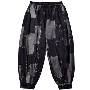 潮牌宽松大码束脚灯笼裤男士秋冬印花个性潮流百搭垂感休闲哈伦裤