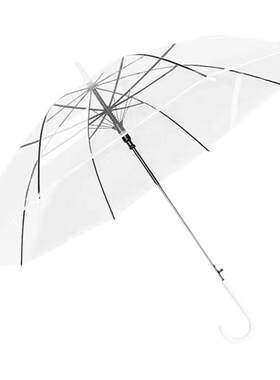 长柄伞小清新透明手动遮雨好看