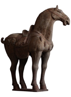 唐代仿古做旧陶马摆件中式家居