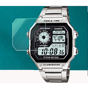 适用于卡西欧AE-1200WHD手表膜复古小方块膜学生运动钢铁之心AE-1200wh/whb-1A镜面屏幕保护膜非玻璃膜