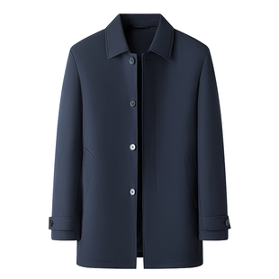 [鹅绒风衣/免烫抗皱]梦特娇男士羽绒服冬装行政夹克保暖中长外套J