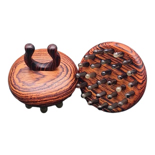 维凹黄檀木圆盘按摩梳头部经络头皮木梳子毛囊疏通神器头疗全身