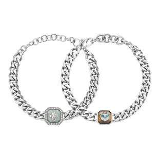 babama【生日礼物】雪豹公益系列情侣款酷豹古巴手链男情人节礼物