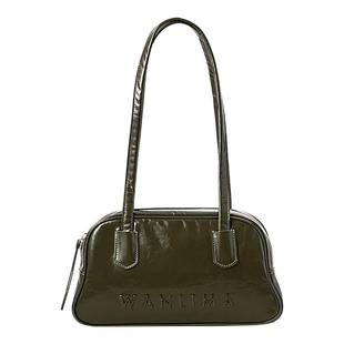 万里马魔女保龄球包油蜡皮波士顿包真皮机车腋下法棍包通勤枕头包