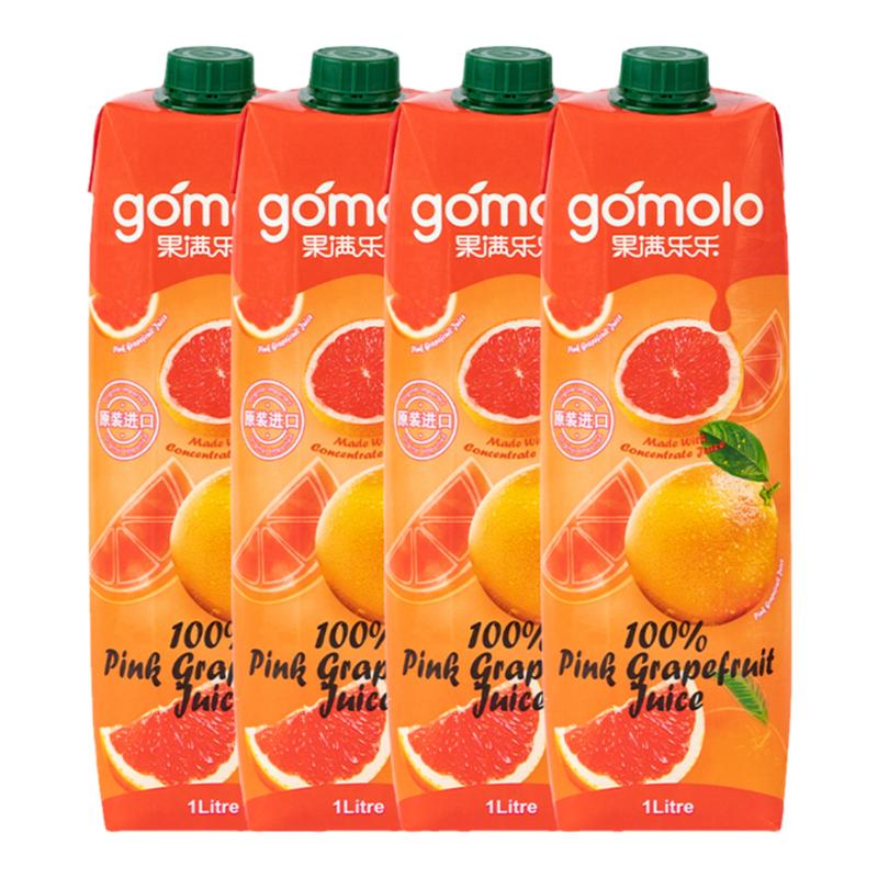 果滿樂(lè)樂(lè) 100%紅心西柚汁純果汁1L*4瓶 水果原味飲料偏酸原裝進(jìn)口