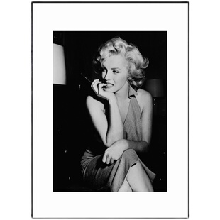 玛丽莲梦露影楼摄影棚装饰画赫本黑白摄影挂画北欧客厅照片墙画