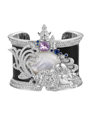 【朱珠共创】MOH年度金标系列银狮嵌白贝母水晶宝塔珐琅奢华手镯