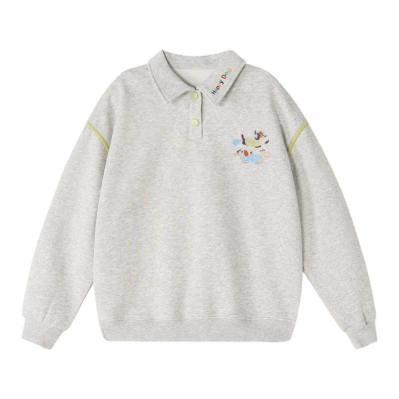 笛莎童装女童卫衣秋季新款中大童女孩儿童POLO领上衣学院风外套