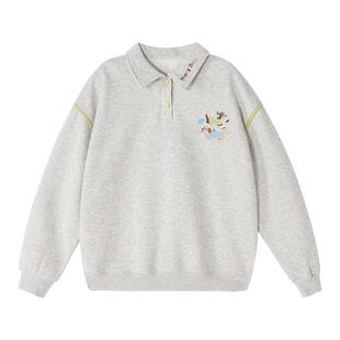 笛莎童装女童卫衣春季新款中大童女孩儿童POLO领上衣学院风外套