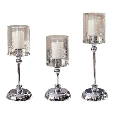 复古轻奢银色蜡烛台香薰蜡烛家用摆件浪漫餐桌烛光晚餐道具饰品