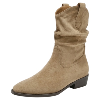 星期六复古堆堆靴英伦中筒时装靴