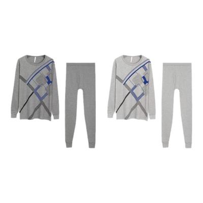 红豆纯棉格纹印花男士保暖内衣