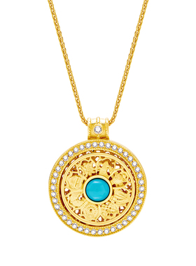 MITHAOL新中式蓝松石可转动八宝罗盘项链女款轻奢小众高级感饰品