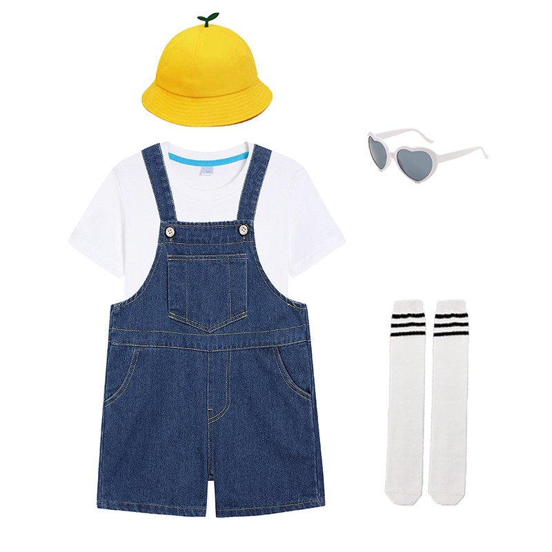 儿童演出服男女牛仔背带裤幼儿园表演舞蹈服亲子牛仔裤洋气毕业服