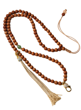 老山檀木手编流苏佛牌链子唐卡链