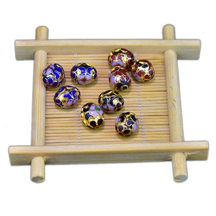 70年代景泰蓝金地珠子椭圆枣形铜胎珐琅散珠手串吊坠项链配珠隔珠