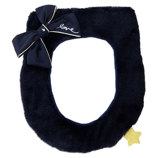 少女心蝴蝶结马桶套毛绒绒马桶坐圈马桶垫 马桶圈套防滑带提手